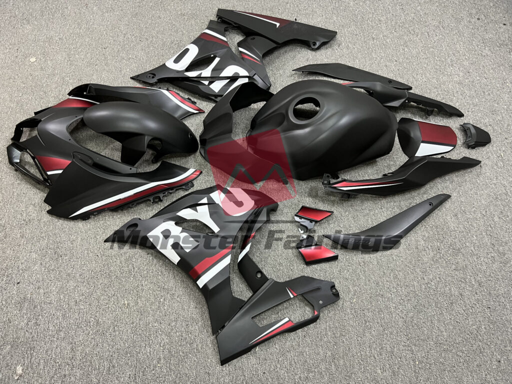 2017 - 2025 Suzuki GSXR 1000 Matte Black Red fairing set - ABS injection, custom painted by Monster Fairings