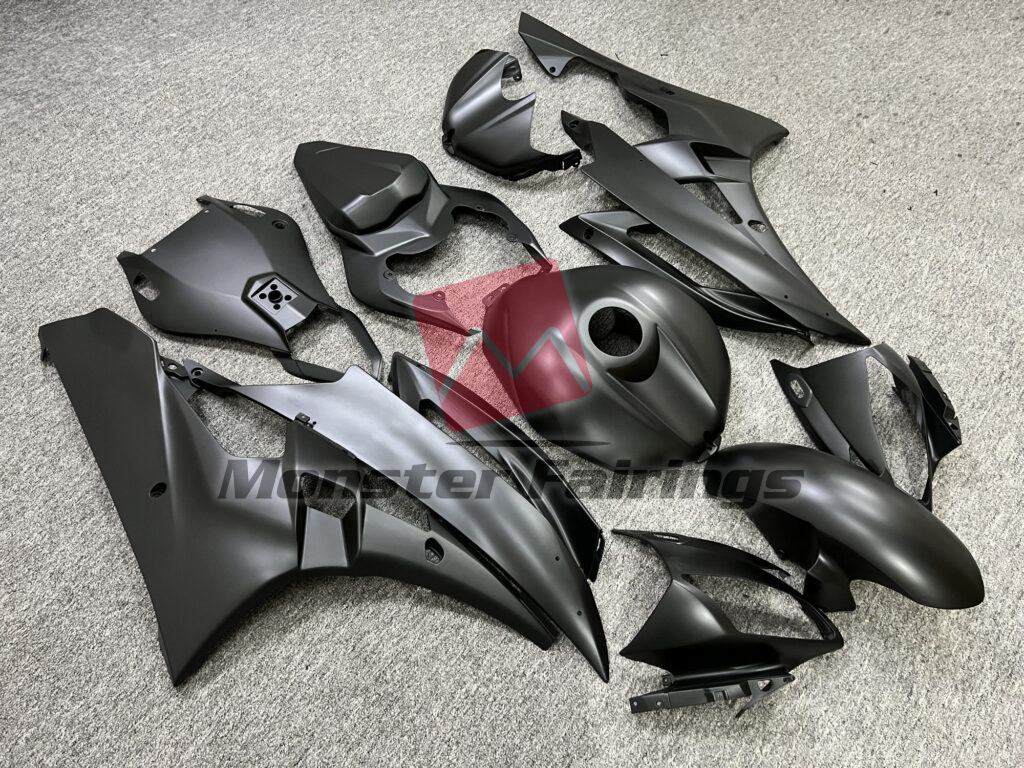 Yamaha R6 custom ABS fairings 2006 - 2007 in Matte Black - durable replacement kit, Monster Fairings