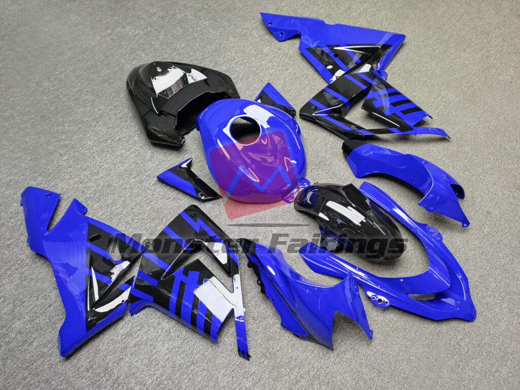 2004 - 2005 Kawasaki ZX10R Gloss Blue & Black fairing set - ABS injection, custom painted by Monster Fairings