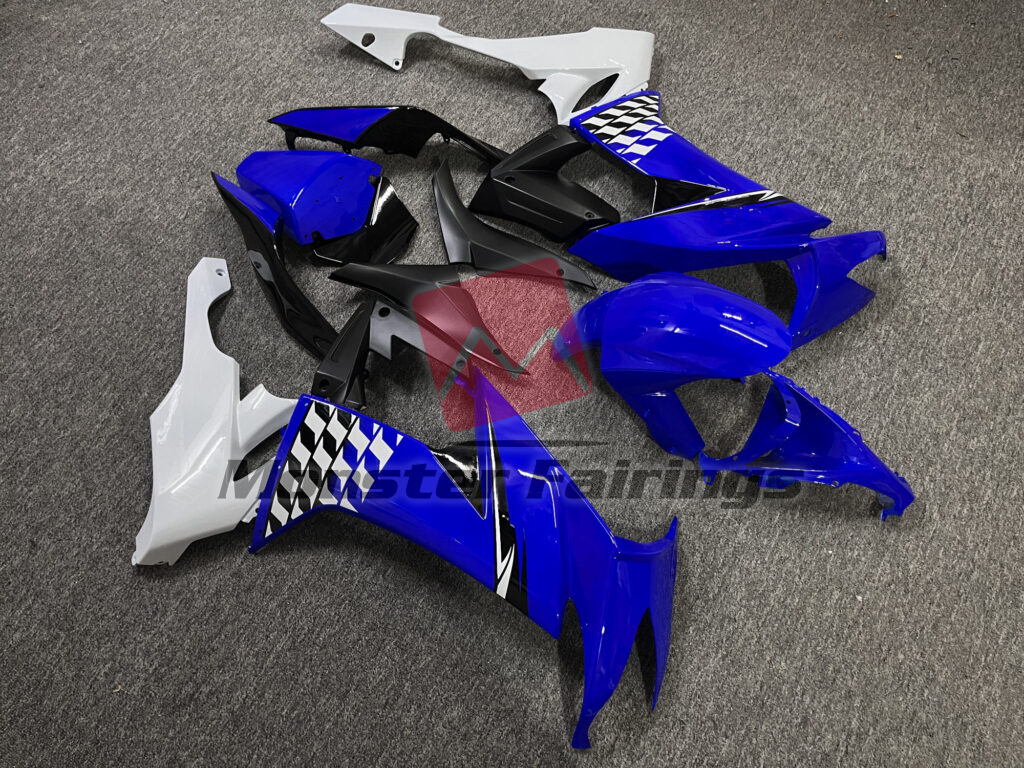 Kawasaki ZX10R custom ABS fairings 2008 - 2010 in Gloss Blue & White Black - durable replacement kit, Monster Fairings