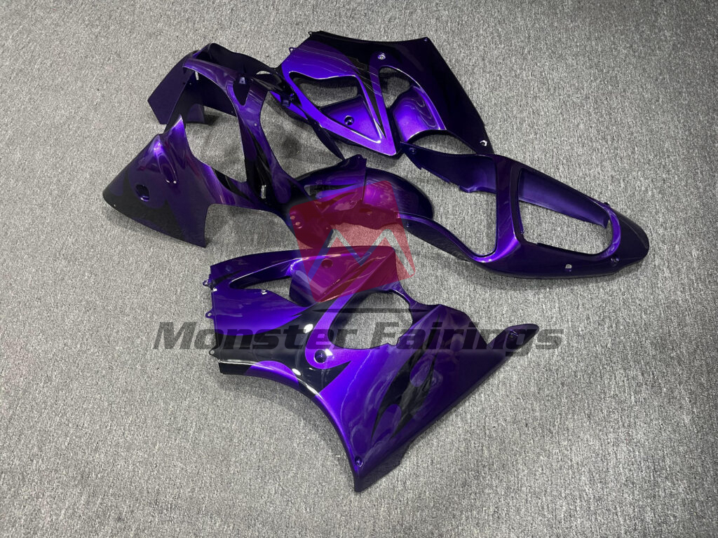 2000 - 2002 Kawasaki ZX6R Gloss Metallic Purple fairing set - ABS injection, custom painted by Monster Fairings