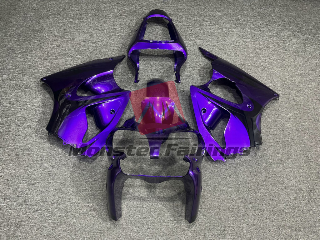 Kawasaki ZX6R 2000 - 2002 Gloss Metallic Purple ABS fairings - custom motorcycle bodywork kit by Monster Fairings