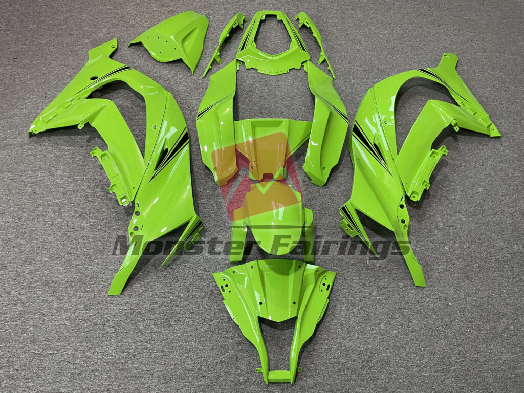 Kawasaki ZX10R 2011 - 2015 Gloss Green Black ABS fairings - custom motorcycle bodywork kit by Monster Fairings