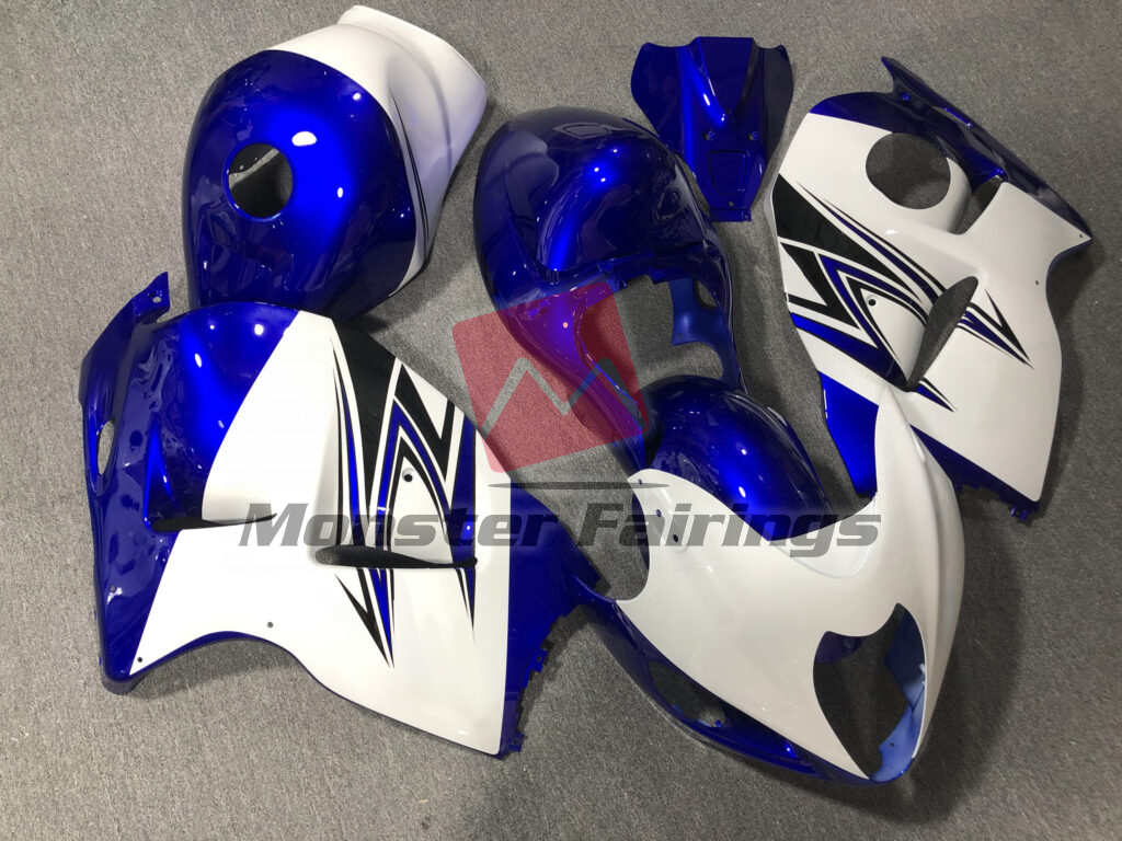 Gloss White Blue ABS fairings for Suzuki GSXR 1300 1997 - 2007 - premium OEM fit kit by Monster Fairings