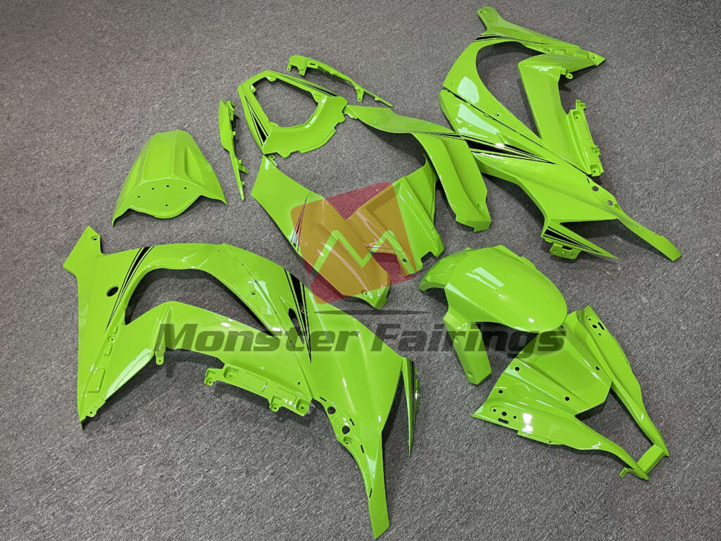 2011 - 2015 Kawasaki ZX10R Gloss Green Black fairing set - ABS injection, custom painted by Monster Fairings
