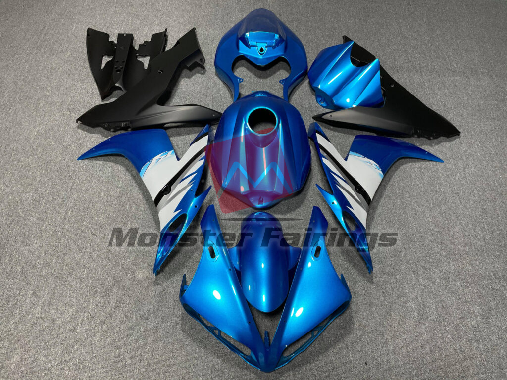 Yamaha R1 2004 - 2006 Gloss Blue White & Matte Black ABS fairings - custom motorcycle bodywork kit by Monster Fairings