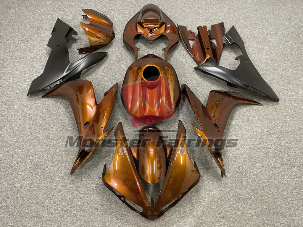 Yamaha R1 2004 - 2006 Gloss Orange Matte Black ABS fairings - custom motorcycle bodywork kit by Monster Fairings