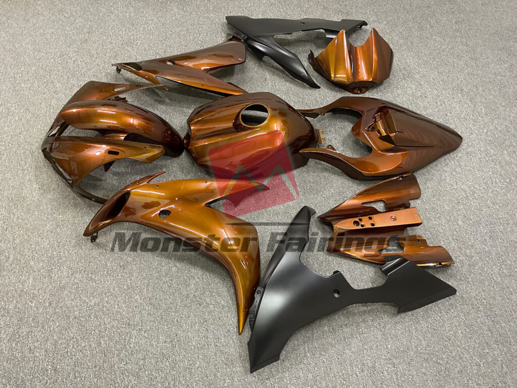 Yamaha R1 custom ABS fairings 2004 - 2006 in Gloss Orange Matte Black - durable replacement kit, Monster Fairings