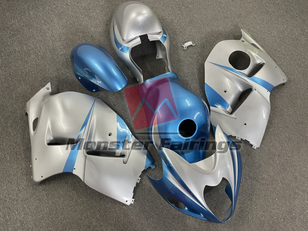 Gloss Light Blue & Silver ABS fairings for Suzuki GSXR 1300 1997 - 2007 - premium OEM fit kit by Monster Fairings