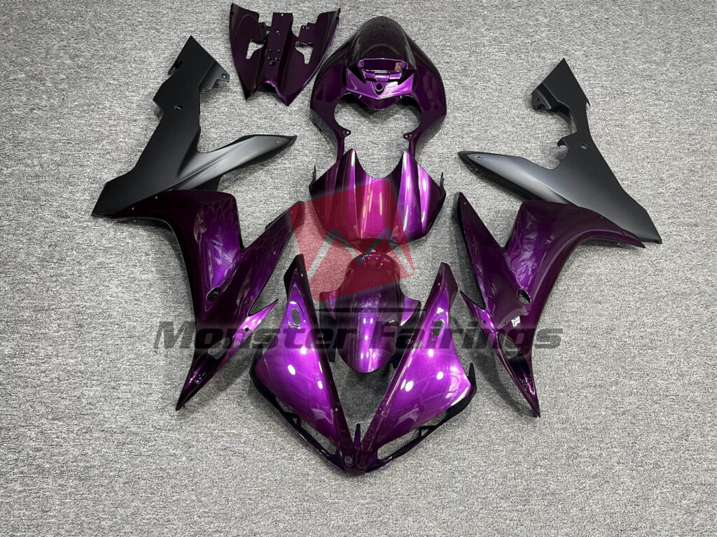 Yamaha R1 2004 - 2006 Gloss Purple Matte Black ABS fairings - custom motorcycle bodywork kit by Monster Fairings