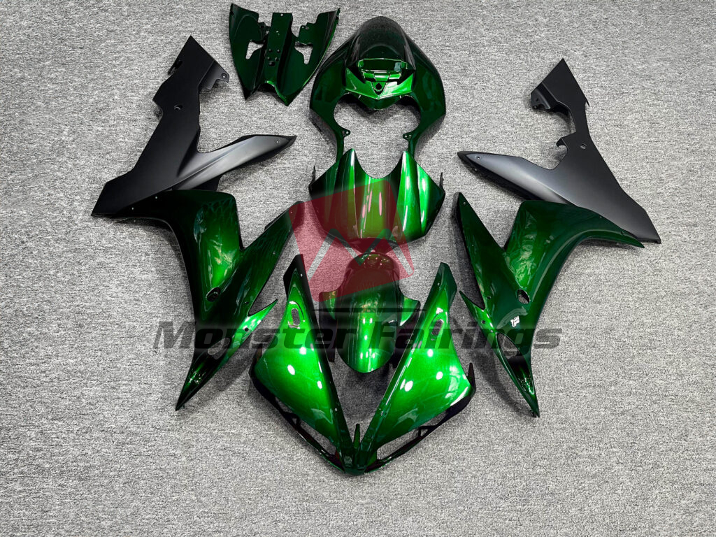 Yamaha R1 2004 - 2006 Gloss Green Matte Black ABS fairings - custom motorcycle bodywork kit by Monster Fairings