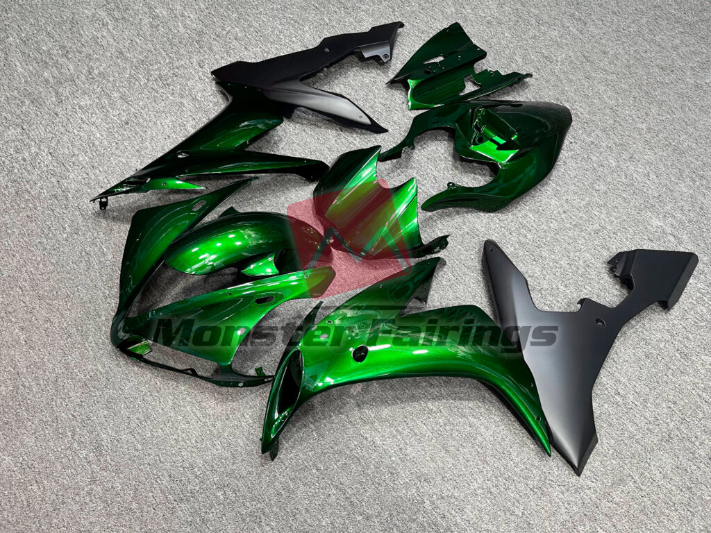 2004 - 2006 Yamaha R1 Gloss Green Matte Black fairing set - ABS injection, custom painted by Monster Fairings