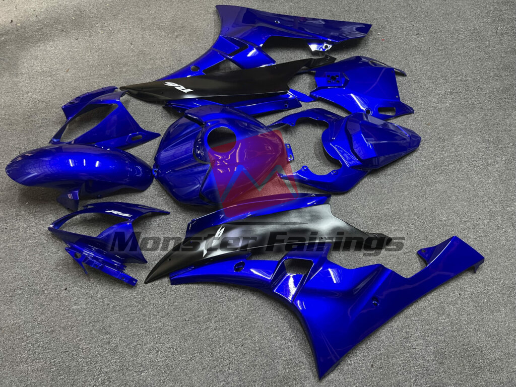 Yamaha R6 custom ABS fairings 2006 - 2007 in Gloss Deep Blue Black - durable replacement kit, Monster Fairings