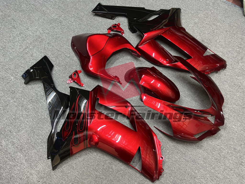 Gloss Red Black ABS fairings for Kawasaki ZX6R 2007 - 2008 - premium OEM fit kit by Monster Fairings