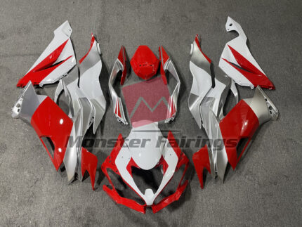 Kawasaki ZX6R 2019 - 2023 Red White Silver ABS fairings - custom motorcycle bodywork kit by Monster Fairings