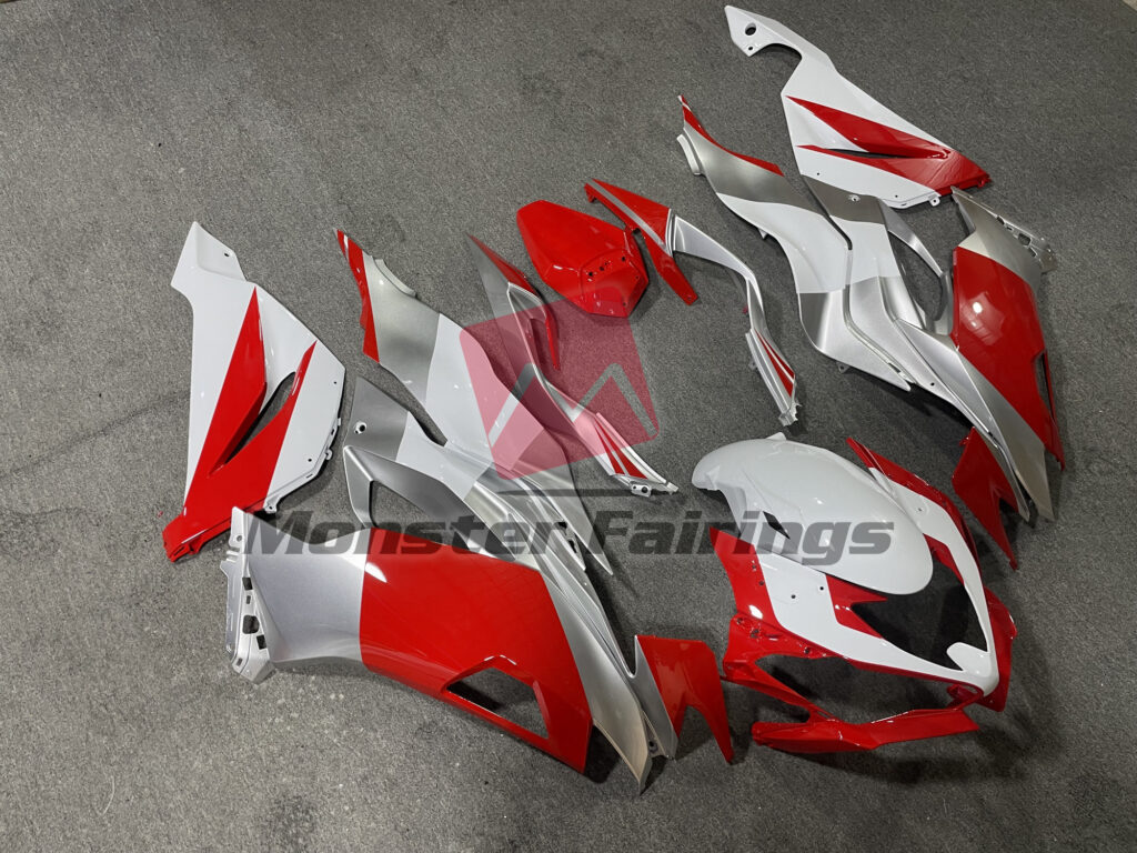 Red White Silver ABS fairings for Kawasaki ZX6R 2019 - 2023 - premium OEM fit kit by Monster Fairings
