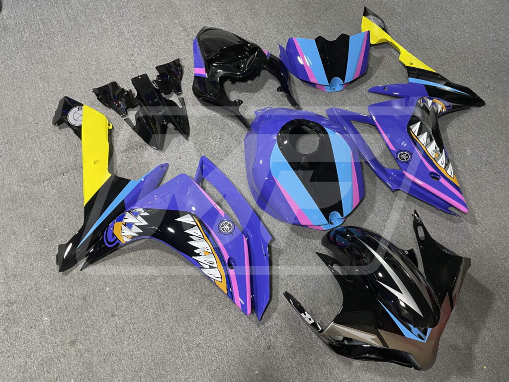 Yamaha R1 custom ABS fairings 2007 - 2008 in Blue Shark - durable replacement kit, Monster Fairings