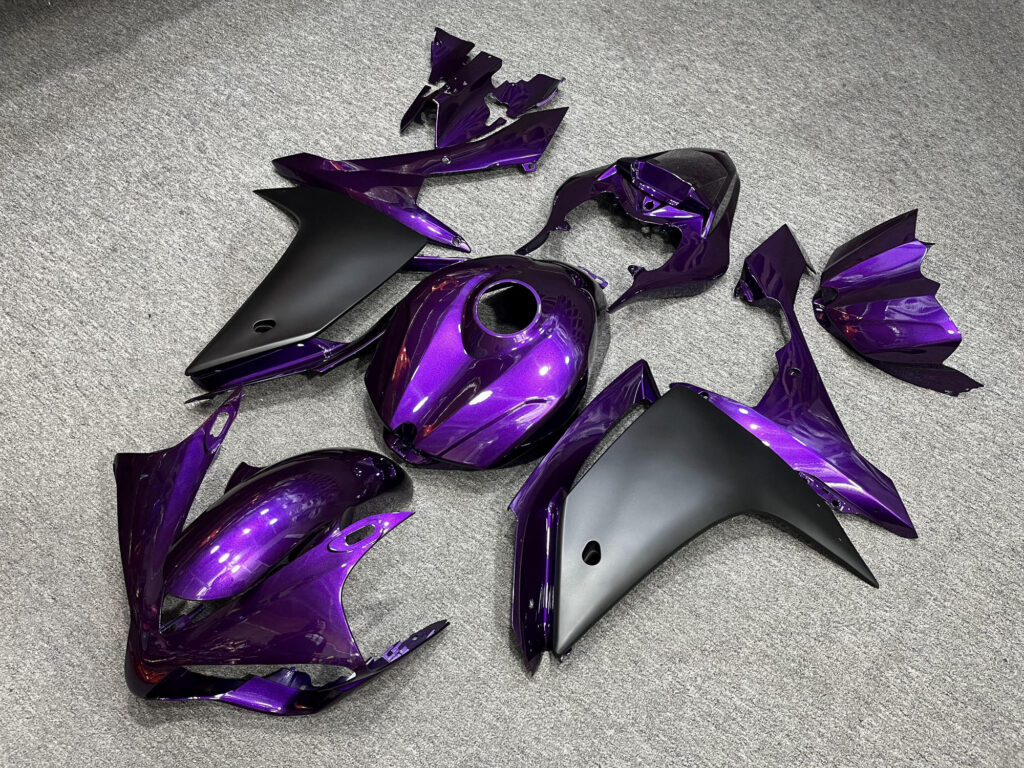 Yamaha R1 custom ABS fairings 2007 - 2008 in Gloss Purple Matte Black - durable replacement kit, Monster Fairings