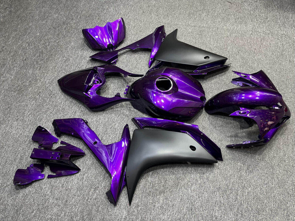 2007 - 2008 Yamaha R1 Gloss Purple Matte Black fairing set - ABS injection, custom painted by Monster Fairings