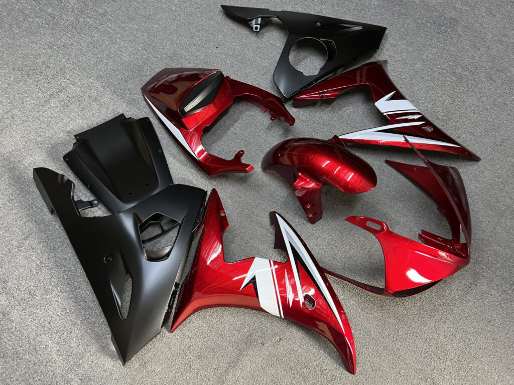Gloss Red White ABS fairings for Yamaha R6 2005 - premium OEM fit kit by Monster Fairings