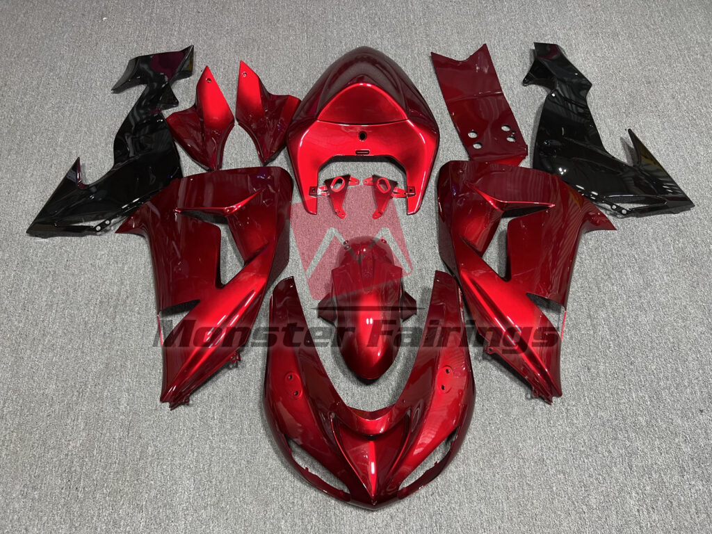Kawasaki ZX10R 2006 - 2007 Gloss Red ABS fairings - custom motorcycle bodywork kit by Monster Fairings