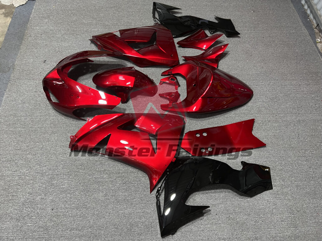 2006 - 2007 Kawasaki ZX10R Gloss Red fairing set - ABS injection, custom painted by Monster Fairings