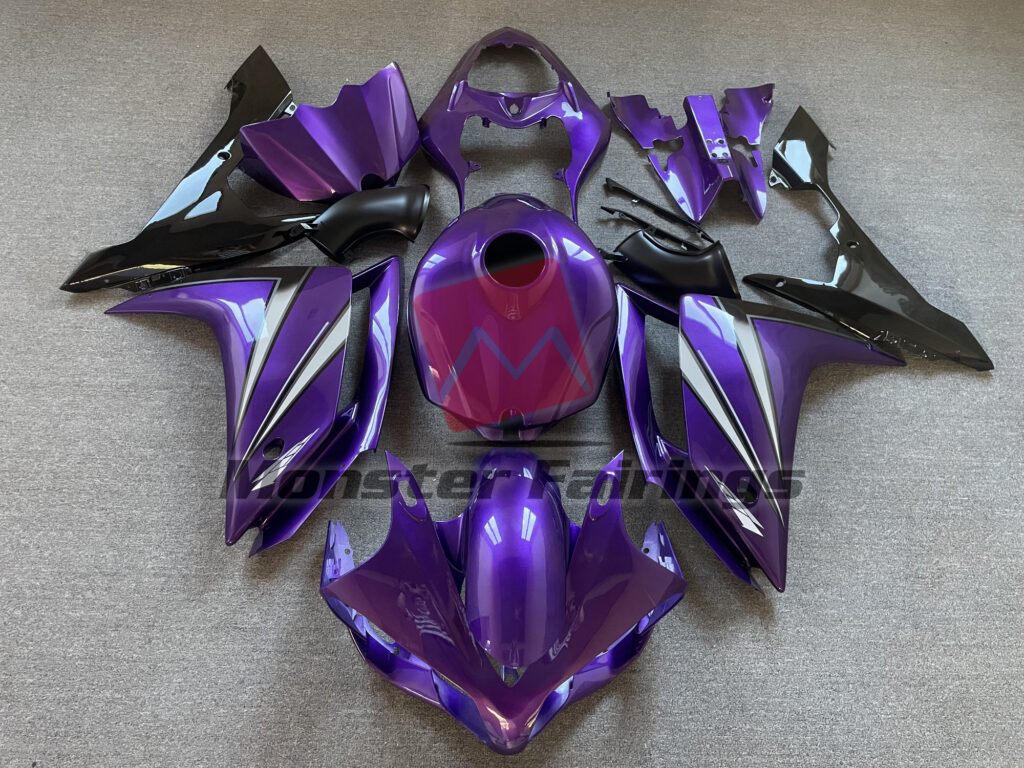 Yamaha R1 2007 - 2008 Purple White Black ABS fairings - custom motorcycle bodywork kit by Monster Fairings