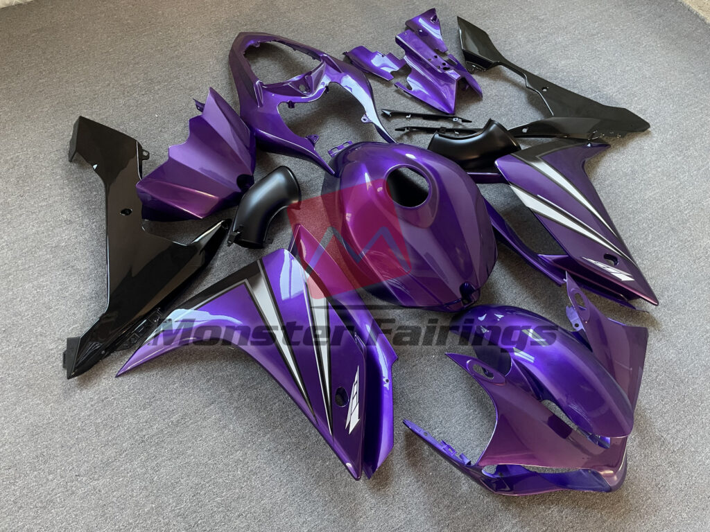 Yamaha R1 custom ABS fairings 2007 - 2008 in Purple White Black - durable replacement kit, Monster Fairings