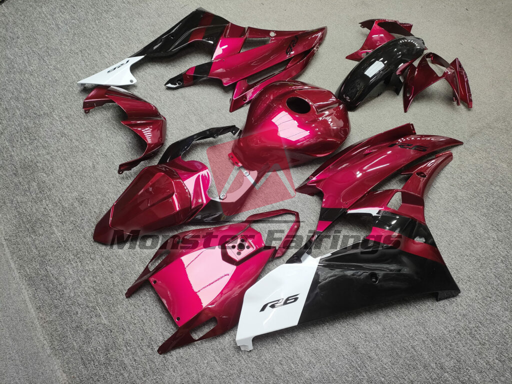 2006 - 2007 Yamaha R6 Cherry Black fairing set - ABS injection, custom painted by Monster Fairings