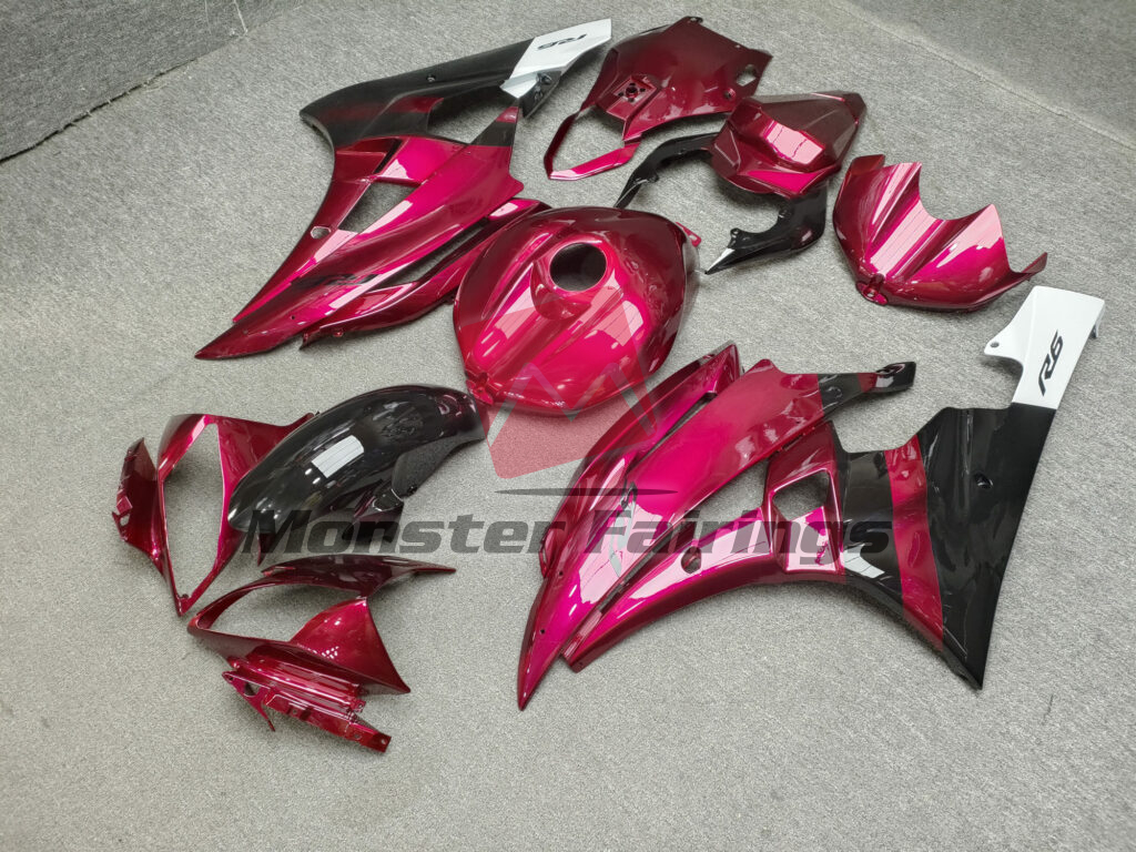 Yamaha R6 custom ABS fairings 2006 - 2007 in Cherry Black - durable replacement kit, Monster Fairings