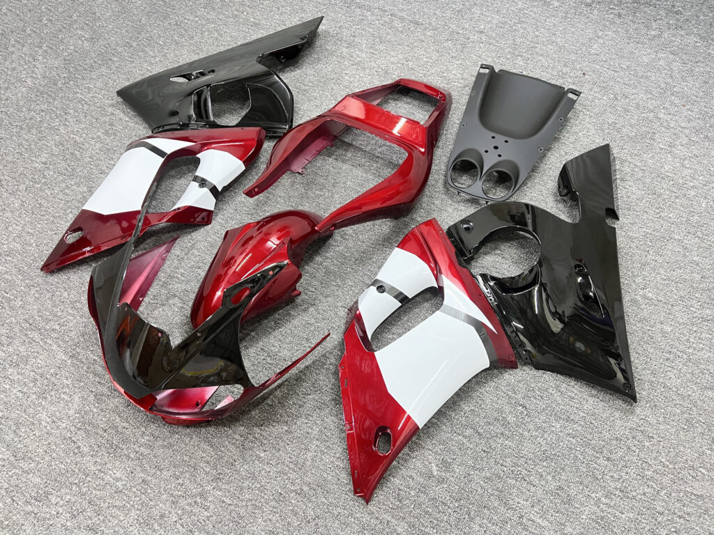 Gloss Black & Metallic Red ABS fairings for Yamaha R6 1998 - 2002 - premium OEM fit kit by Monster Fairings