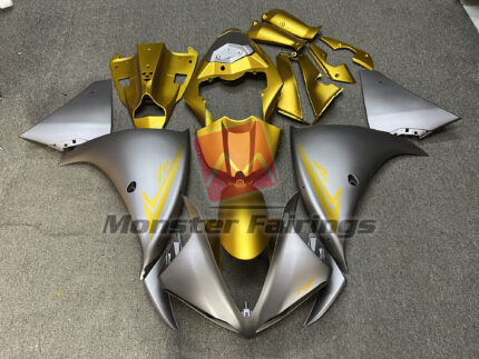 Yamaha R1 2009 - 2011 Matte Silver Gold ABS fairings - custom motorcycle bodywork kit by Monster Fairings