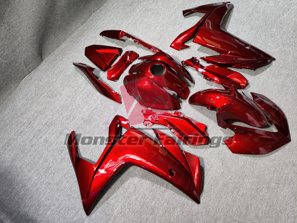 2014 - 2018 Yamaha R3 Full Gloss Red fairing set - ABS injection, custom painted by Monster Fairings