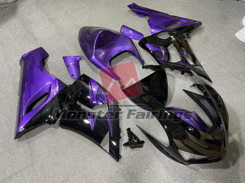 Gloss Black Purple ABS fairings for Kawasaki ZX6R 2005 - 2006 - premium OEM fit kit by Monster Fairings