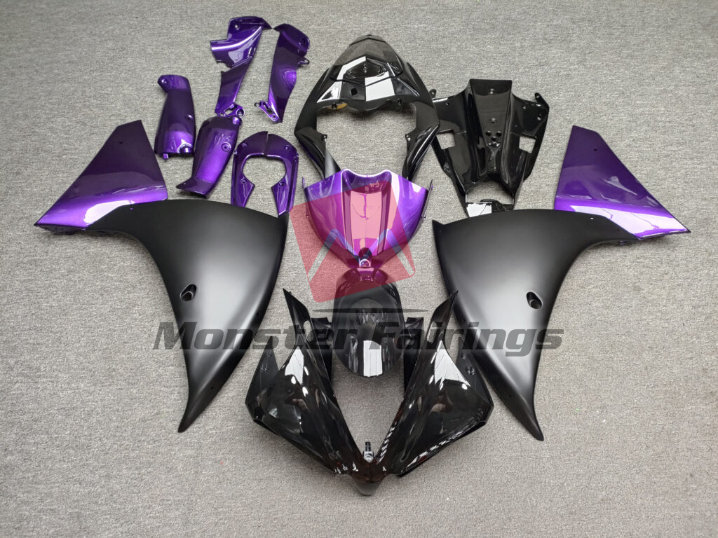 Yamaha R1 2012 - 2014 Matte & Gloss Black Purple ABS fairings - custom motorcycle bodywork kit by Monster Fairings