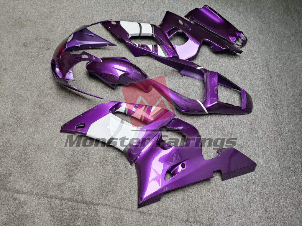 1998 - 2002 Yamaha R6 Gloss Purple White fairing set - ABS injection, custom painted by Monster Fairings