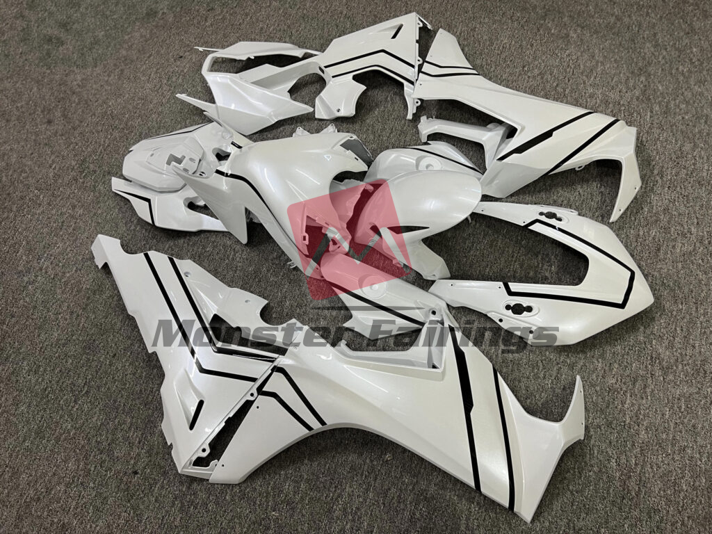Honda CBR1000RR custom ABS fairings 2017 - 2025 in Gloss Pearl White Black - durable replacement kit, Monster Fairings