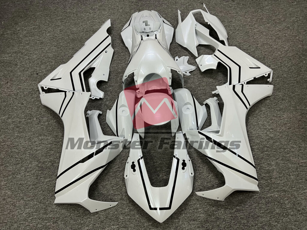 Honda CBR1000RR 2017 - 2025 Gloss Pearl White Black ABS fairings - custom motorcycle bodywork kit by Monster Fairings