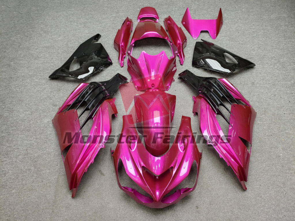 Kawasaki ZX14R 2012 - 2024 Gloss Hot Pink & Black ABS fairings - custom motorcycle bodywork kit by Monster Fairings