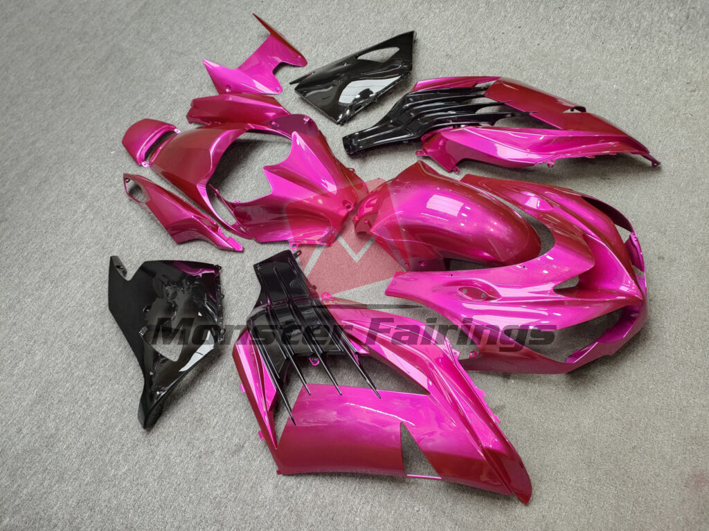 Kawasaki ZX14R custom ABS fairings 2012 - 2024 in Gloss Hot Pink & Black - durable replacement kit, Monster Fairings