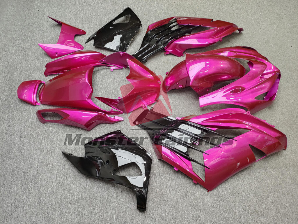 2012 - 2024 Kawasaki ZX14R Gloss Hot Pink & Black fairing set - ABS injection, custom painted by Monster Fairings
