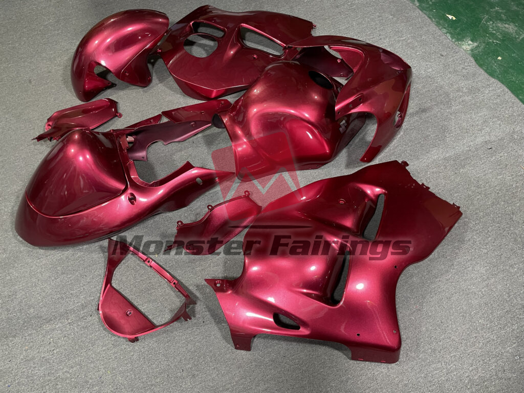 Suzuki GSXR 1300 custom ABS fairings 1997 - 2007 in Gloss Red Silver Logo - durable replacement kit, Monster Fairings