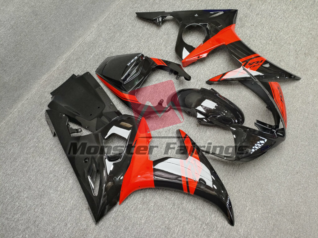 Gloss Black Red ABS fairings for Yamaha R6 2003 - 2004 - premium OEM fit kit by Monster Fairings