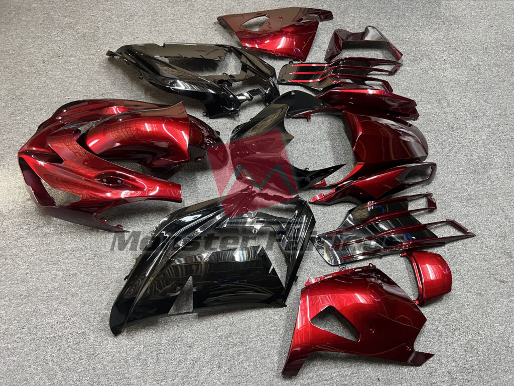 2012 - 2024 Kawasaki ZX14R Gloss Red Black fairing set - ABS injection, custom painted by Monster Fairings