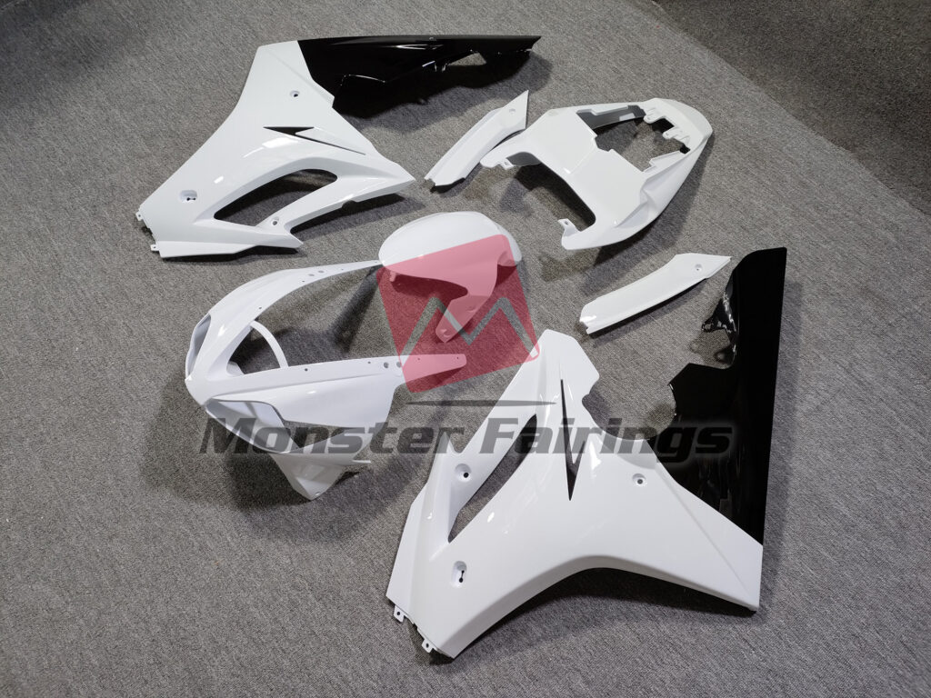 Triumph Daytona 675 custom ABS fairings 2006 - 2008 in Gloss White Black - durable replacement kit, Monster Fairings