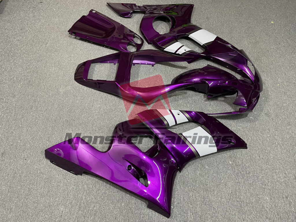 1998 - 2002 Yamaha R6 Deep Purple White fairing set - ABS injection, custom painted by Monster Fairings