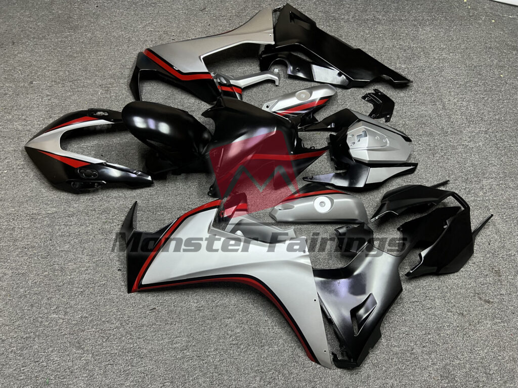 2017 - 2025 Honda CBR1000RR Silver Black Red fairing set - ABS injection, custom painted by Monster Fairings