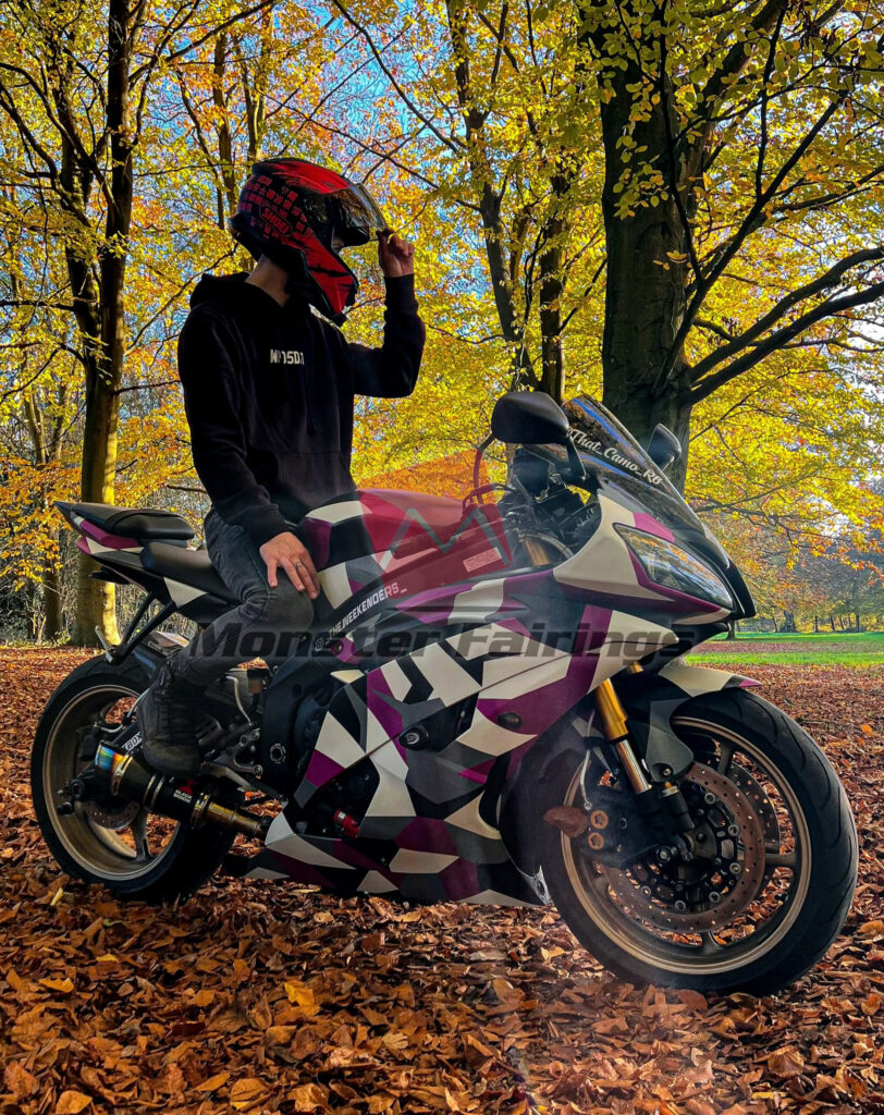 Monster Fairings ABS fairing kit for Yamaha R6 2008 - 2016 - Matte Nardo Gray & Pink White Camo, precise OEM fit