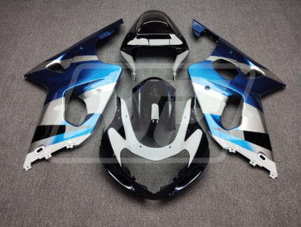 Suzuki GSXR 1000 2000-2002 Gloss White & Black Blue ABS Fairings | Monster Fairings
