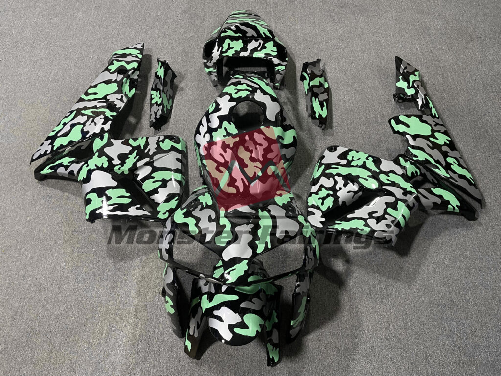 Honda CBR600RR 2005 - 2006 Gloss Light Green Camo ABS fairings - custom motorcycle bodywork kit by Monster Fairings